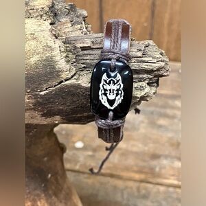 NWOT Real Leather Wolf Bracelet